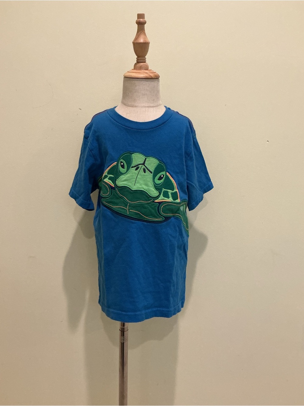 Gymboree Blue Tee with Big Green Turtle Graphic